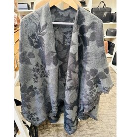 Fraas Châle - Fleuri - Gris & Noir