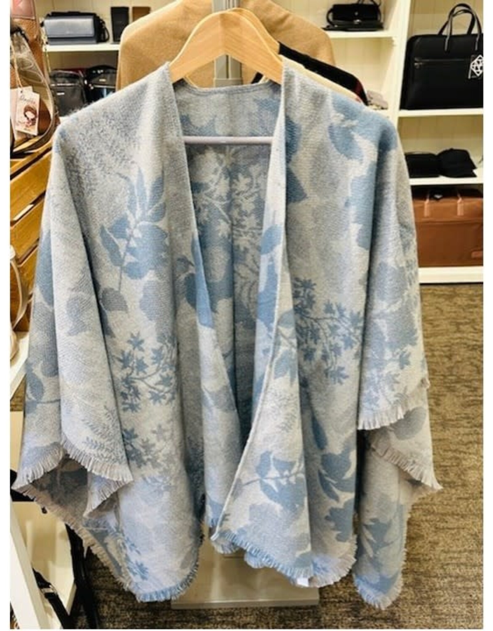 Fraas Châle - Fleuri -Greige & bleu