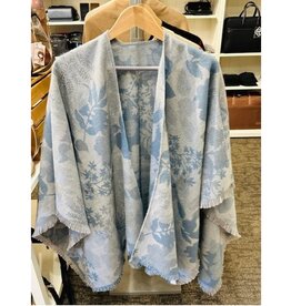 Fraas Châle - Fleuri -Greige & bleu