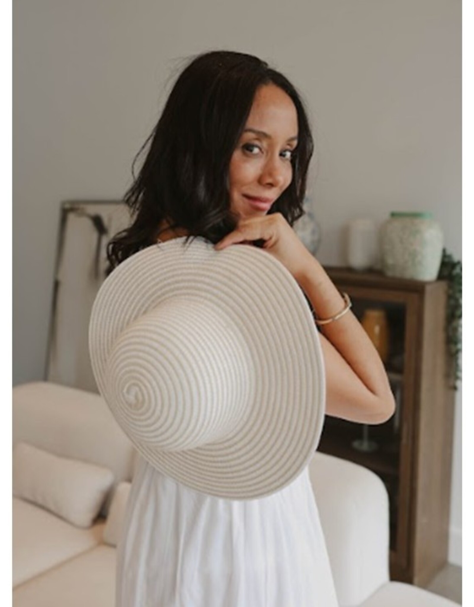 Caracol Chapeau de plage - Rayures blanche