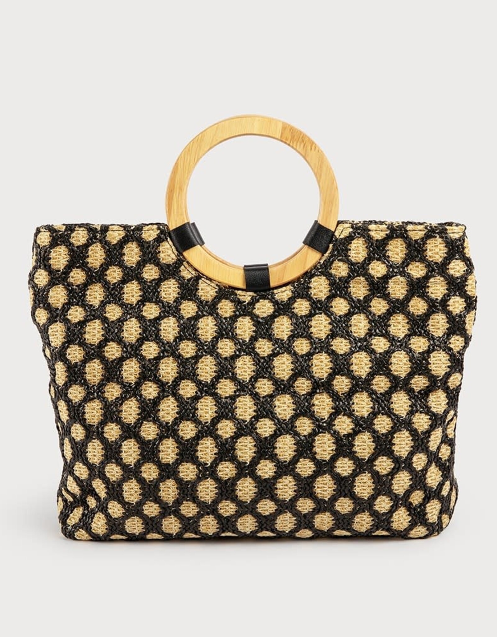 Caracol Sac fourre-tout en raffia - 2 tons Noir