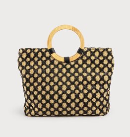 Caracol Sac fourre-tout en raffia - 2 tons Noir