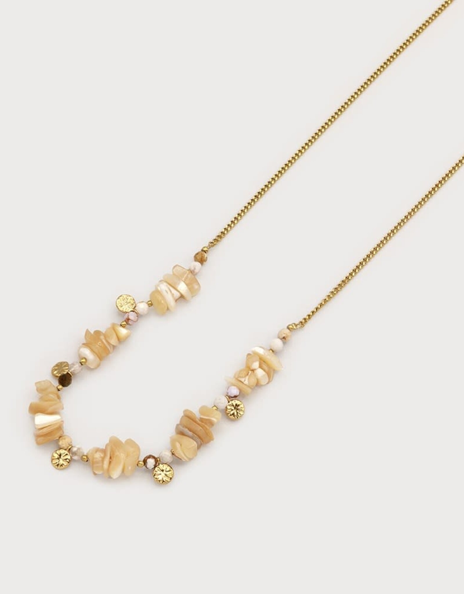 Caracol Collier #1807 Beige - Stainless- Or