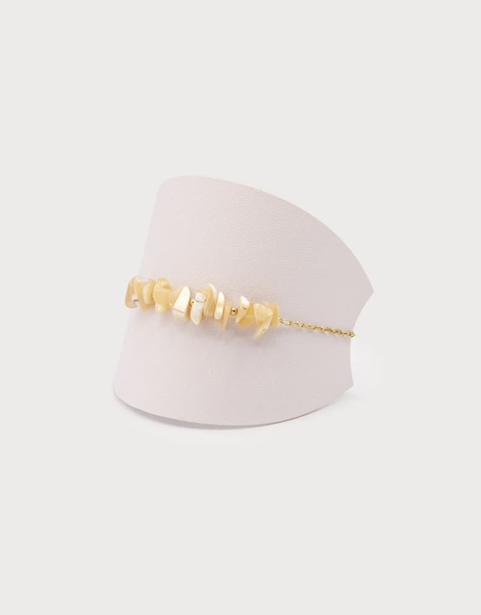 Caracol Bracelet  #3366 Beige- Stainless - Or