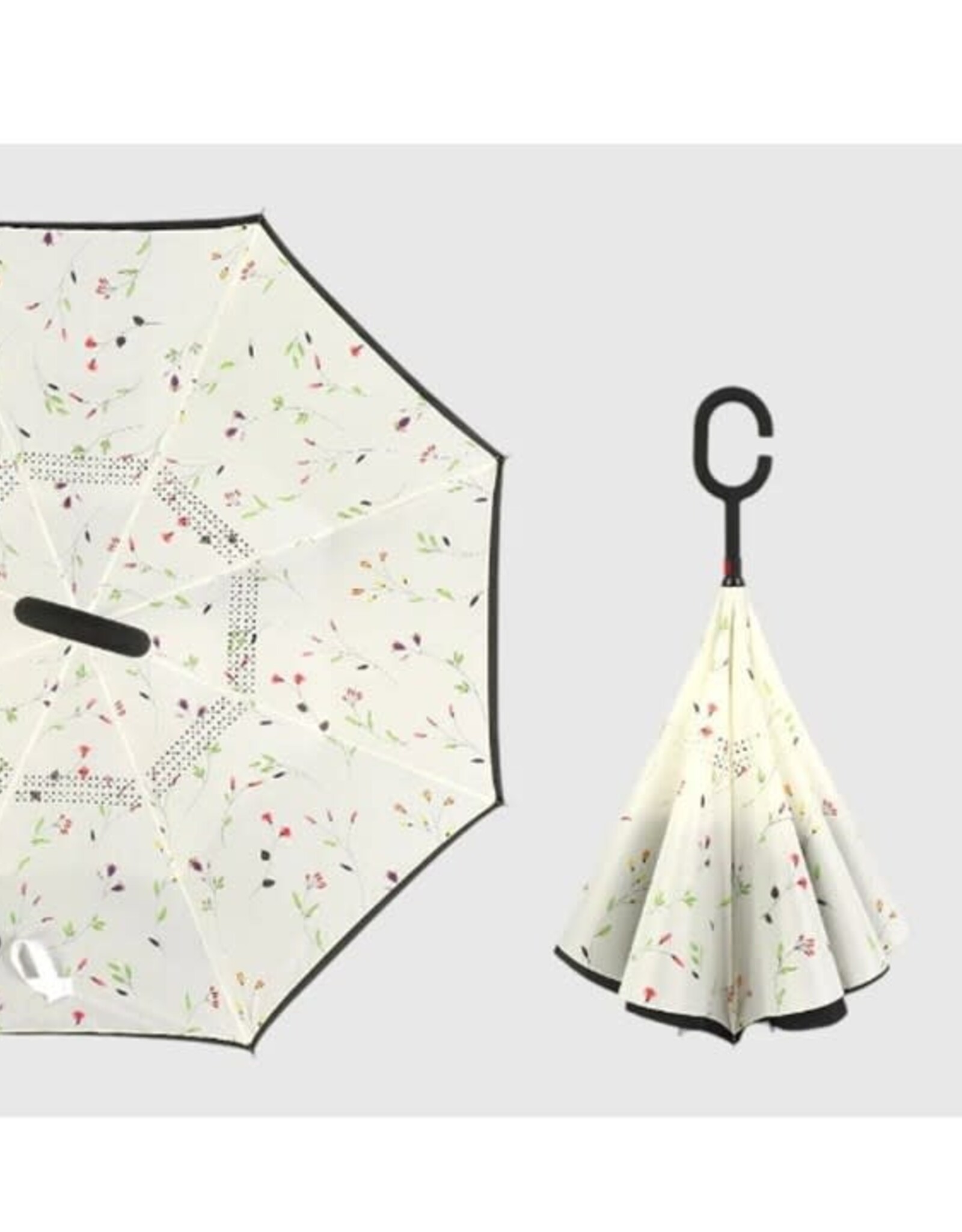 Parapluie Reverse - Blanc + mini fleurs