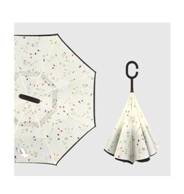 Parapluie Reverse - Blanc + mini fleurs