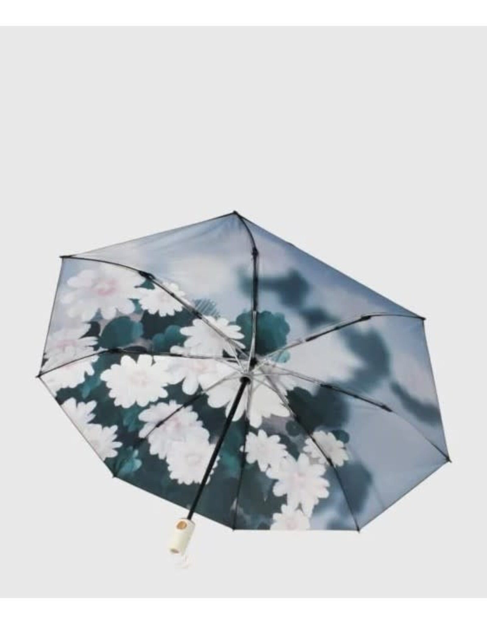 Petit parapluie compact - Fleurs blanche