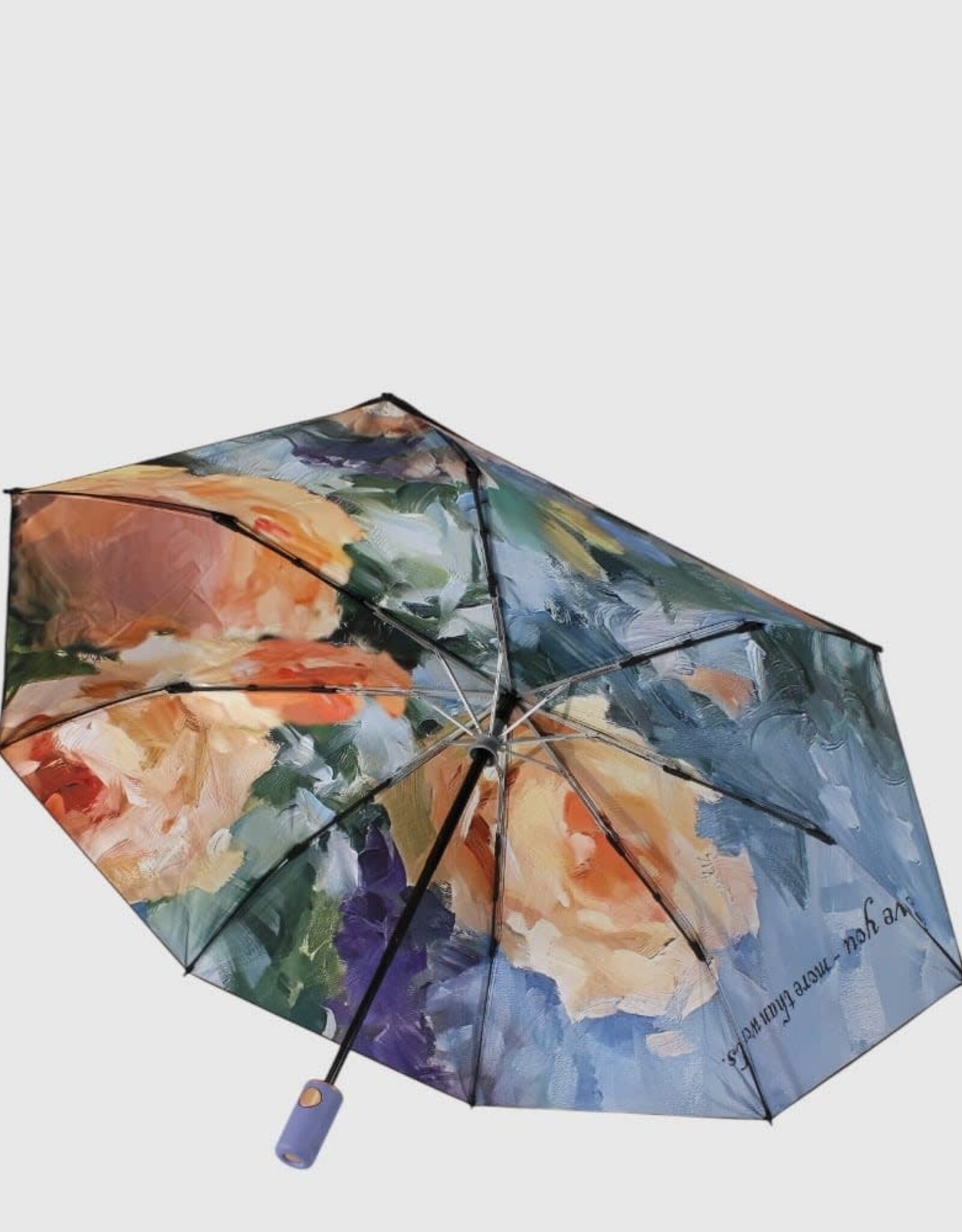 Petit parapluie compact - Fleurs Orangé
