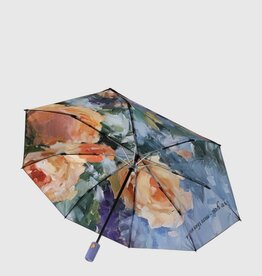 Petit parapluie compact - Fleurs Orangé