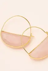 Anneaux  demi-lune Or - Quartz Rose