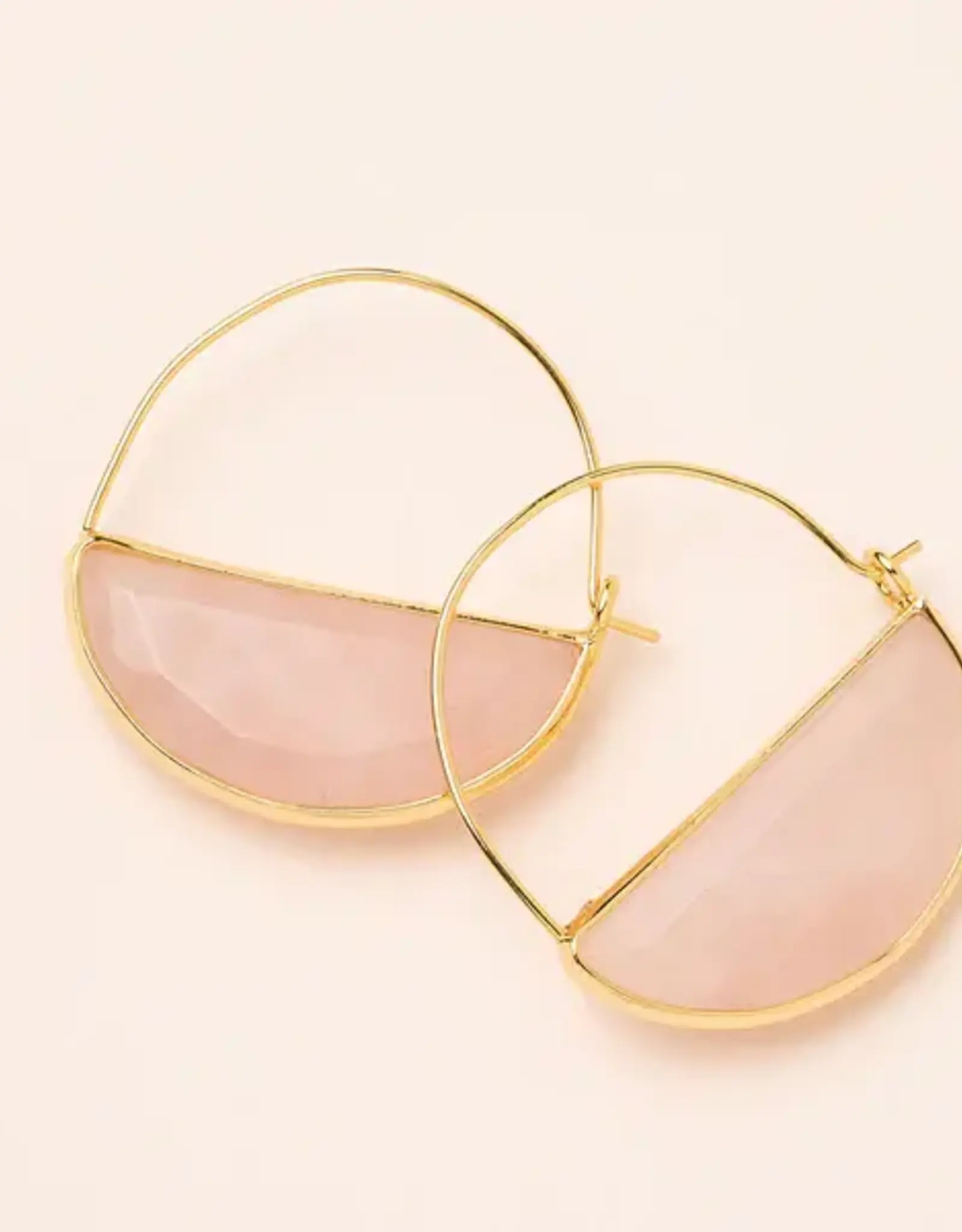 Anneaux  demi-lune Or - Quartz Rose
