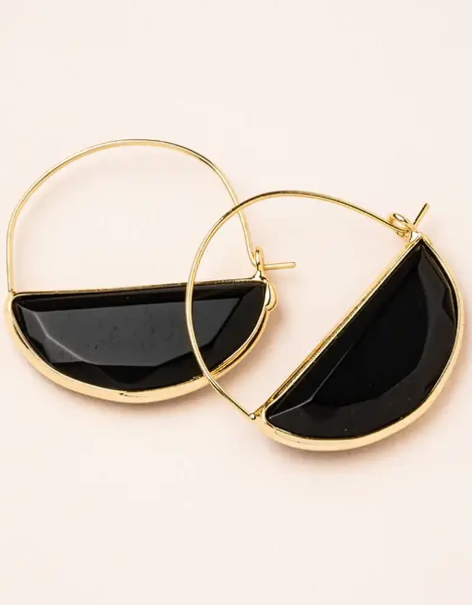 Anneaux demi-lune Or - Spinelle Noir