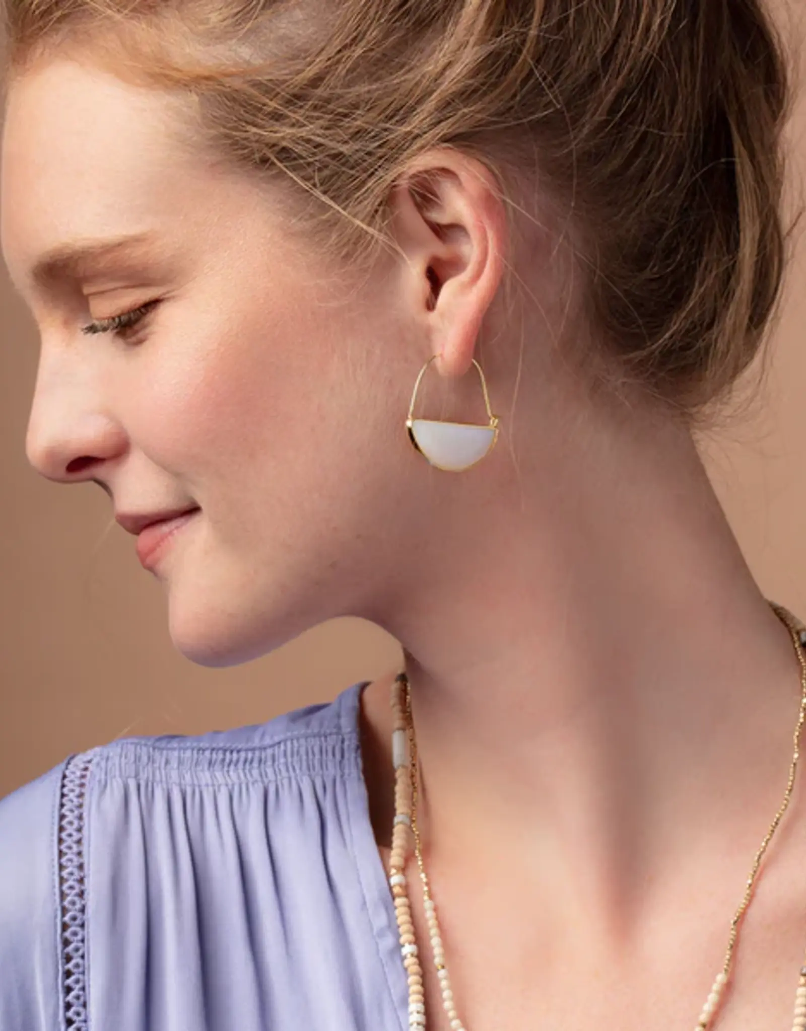 Anneaux demi-lune Or - Opalite