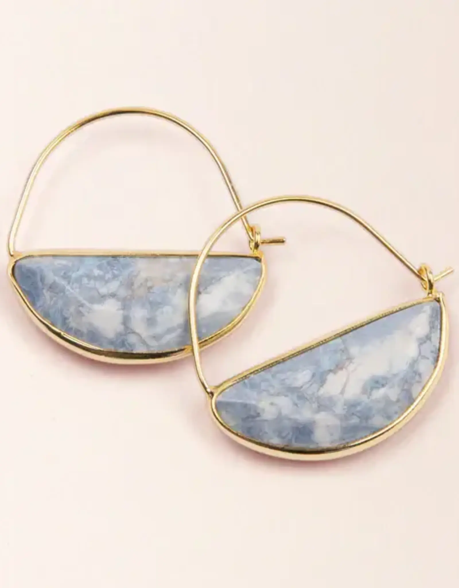 Anneaux demi-lune Or - Howlite Bleu