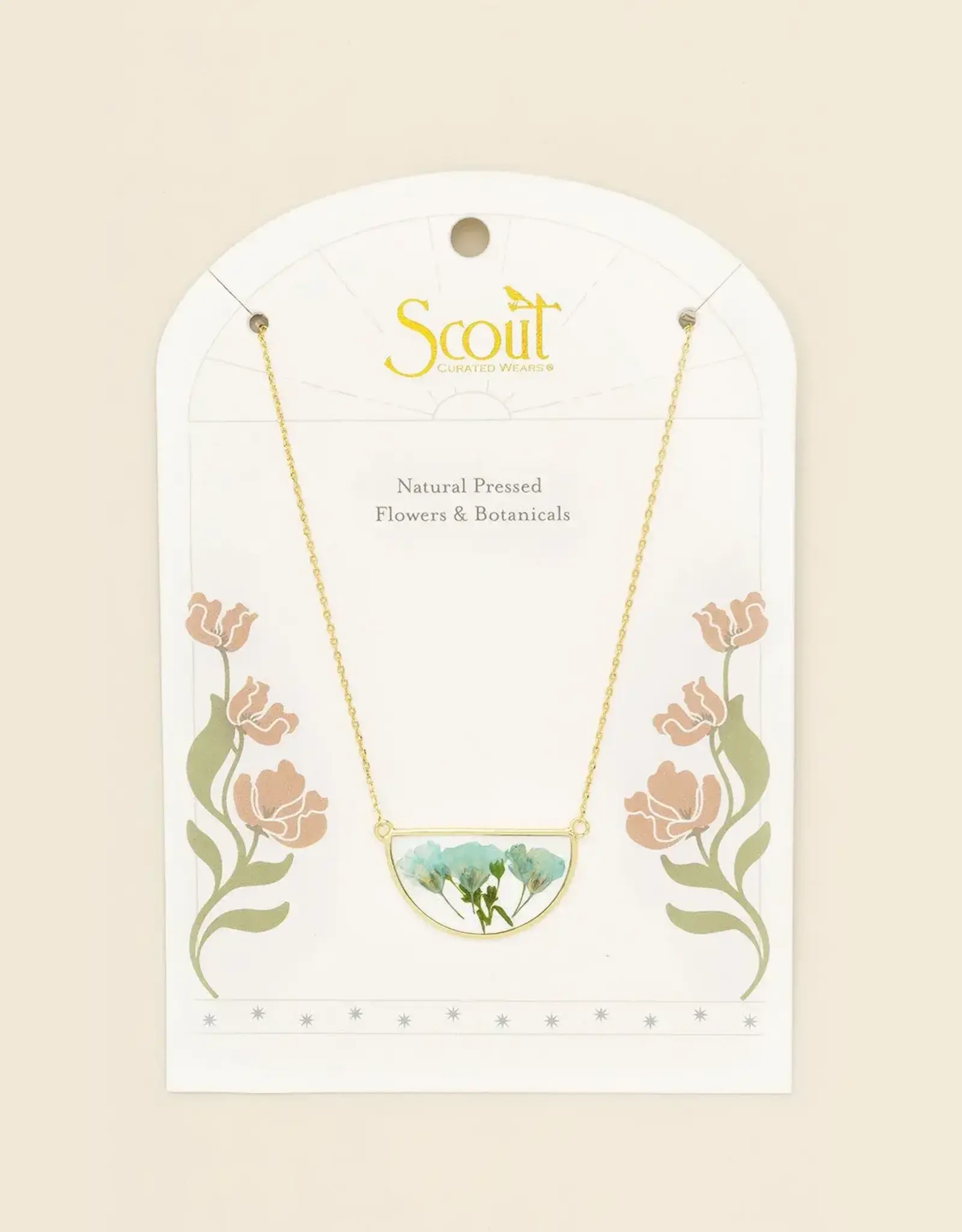 Collier  Fleurs Pressées  - Gypsophile bleue