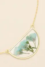 Collier  Fleurs Pressées  - Gypsophile bleue