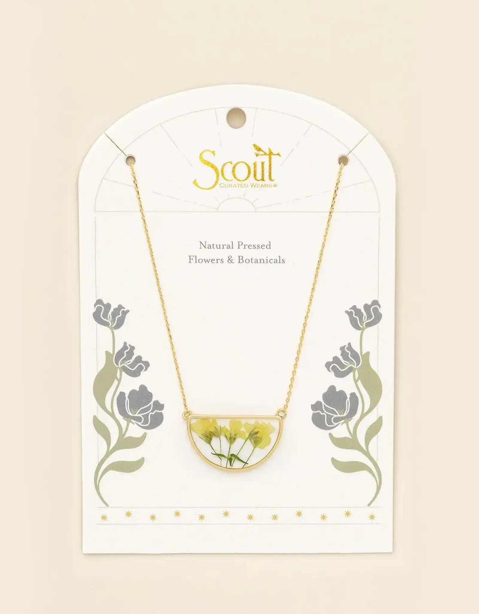 Collier  Fleurs Pressées  - Gypsophile jaune