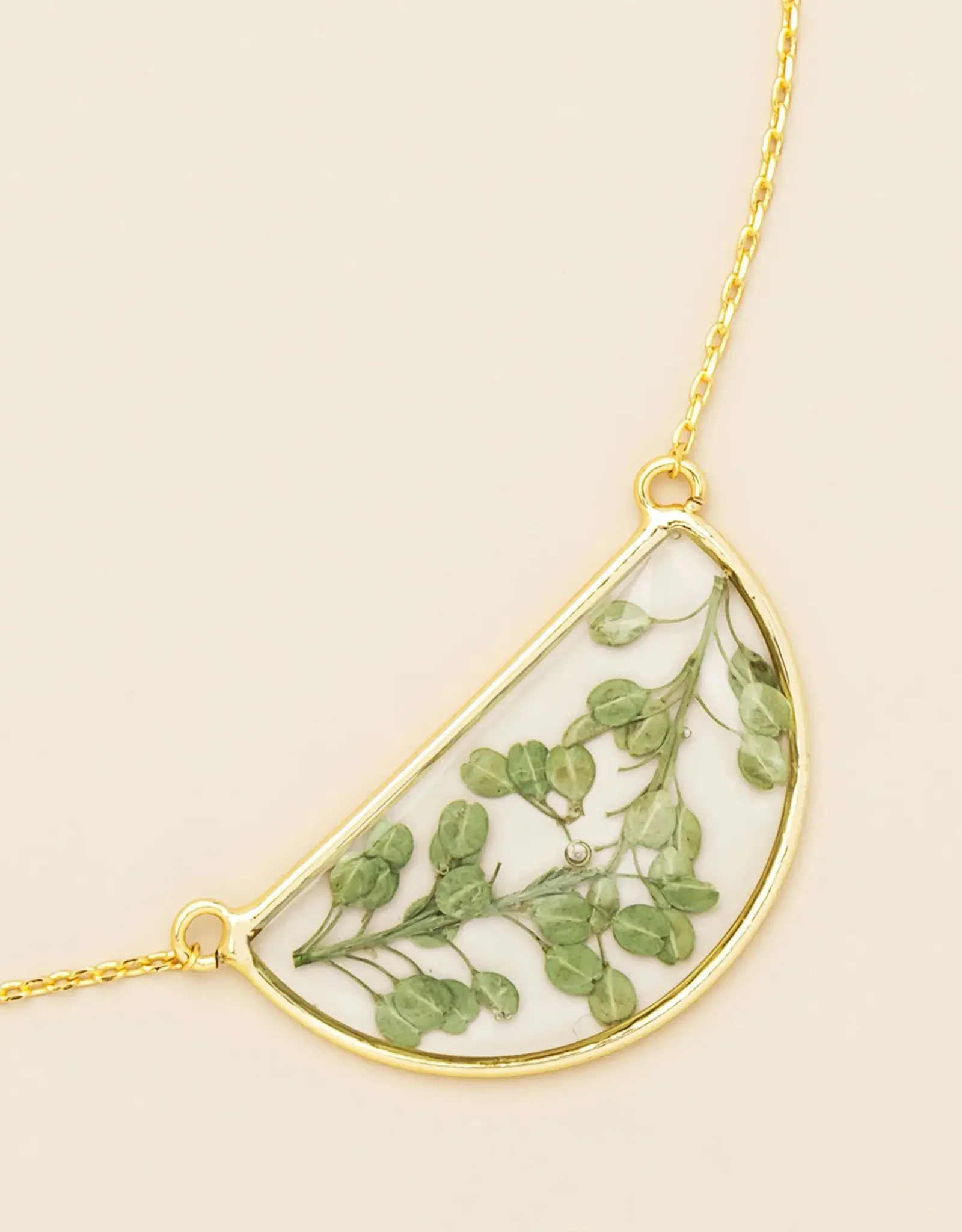 Collier  Fleurs Pressées  - Green Peppergrass