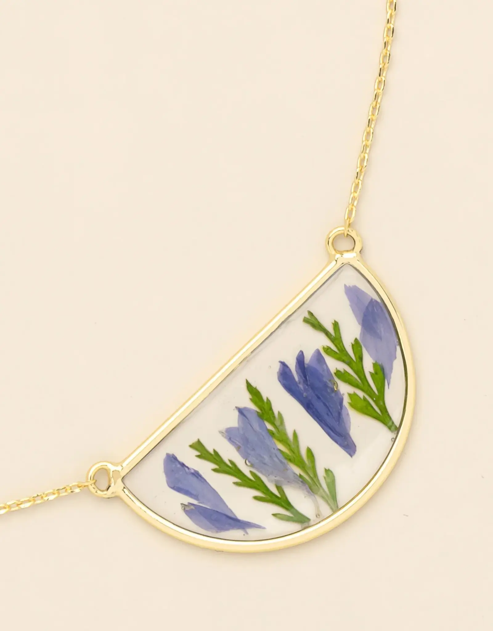 Collier  Fleurs Pressées  - Bleuet Violet