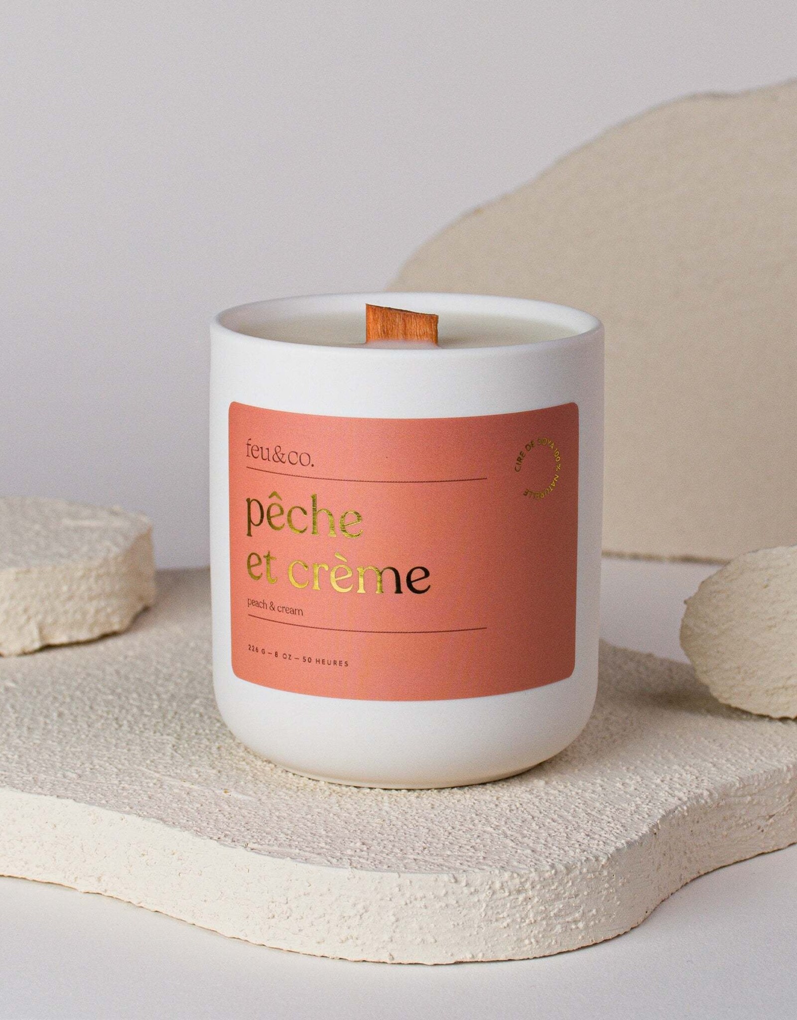 Feu & Co Bougie - Pêche & Crème
