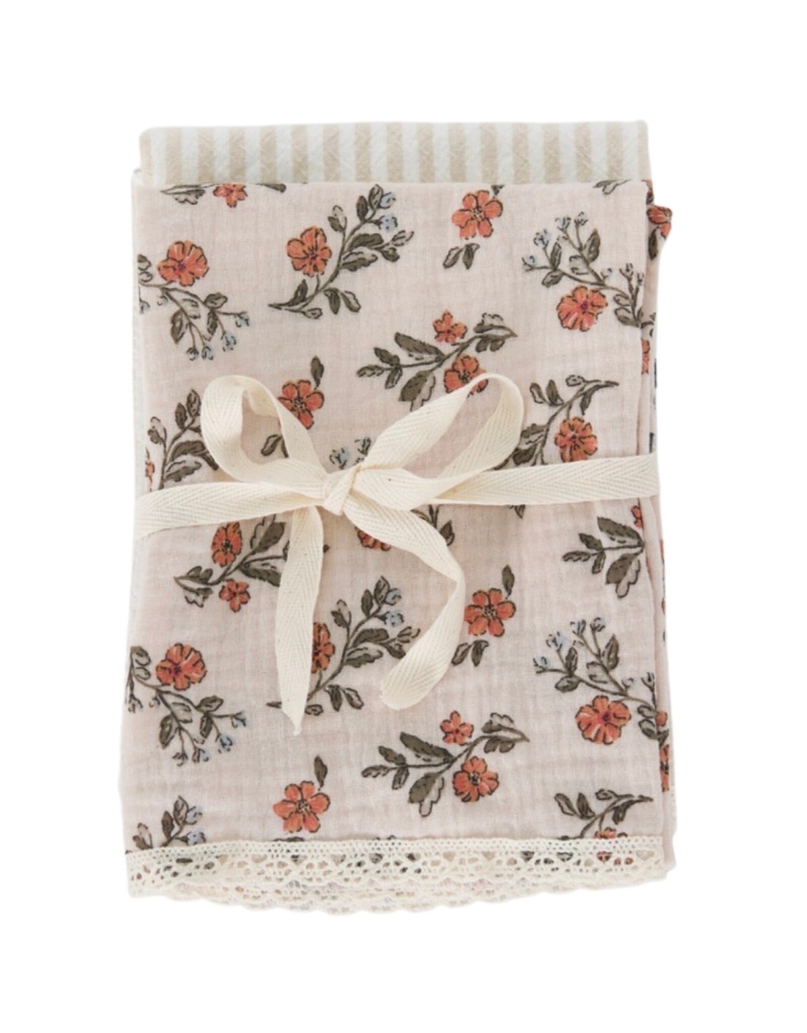 Baluchon Linge vaisselle Artisanal Fleuri- Orangé #1968