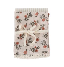 Baluchon Linge vaisselle Artisanal Fleuri- Orangé #1968