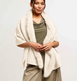 V. FRAAS Poncho avec bordure de fausse fourrure