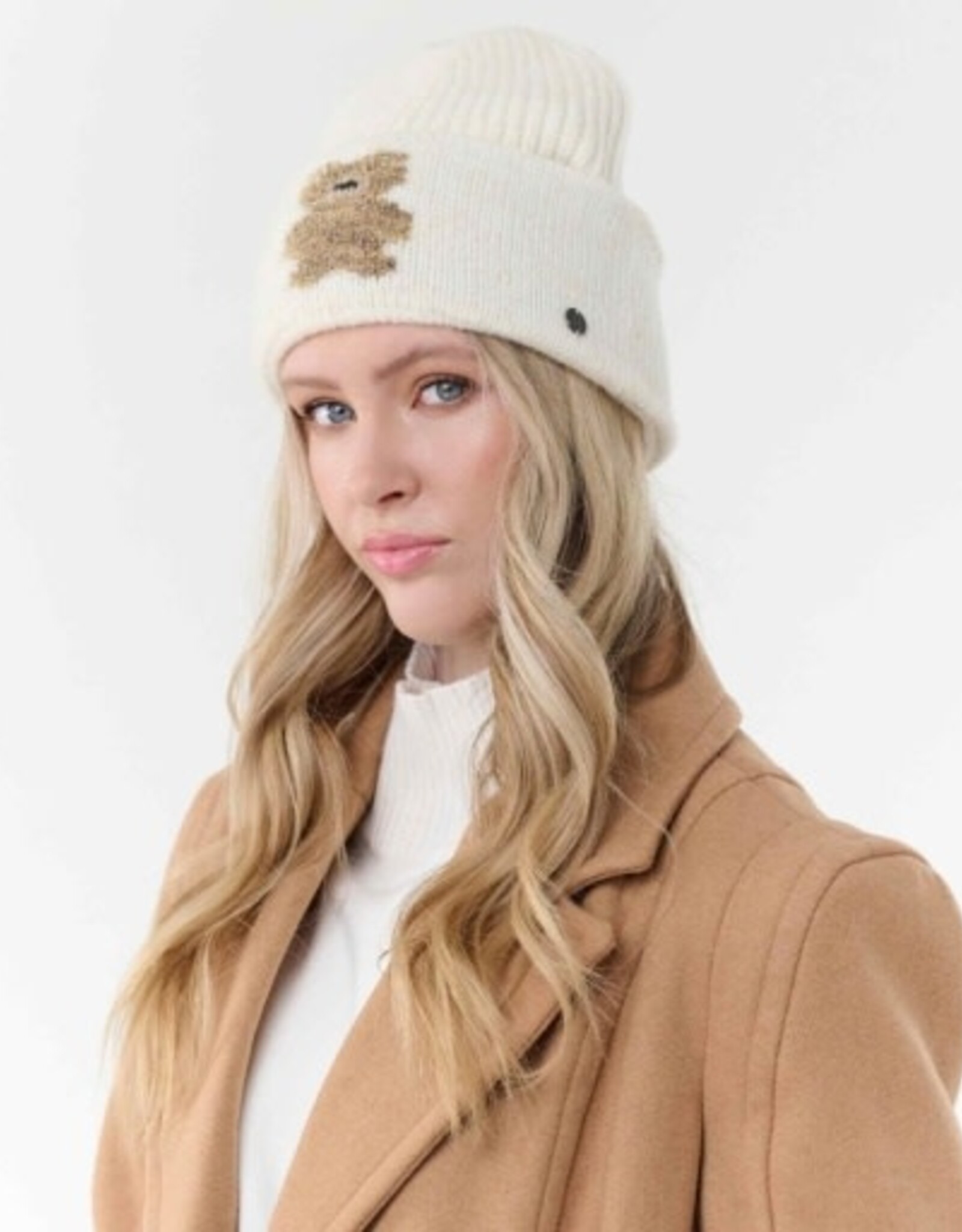 V. FRAAS Tuque tricot blanc + ourson