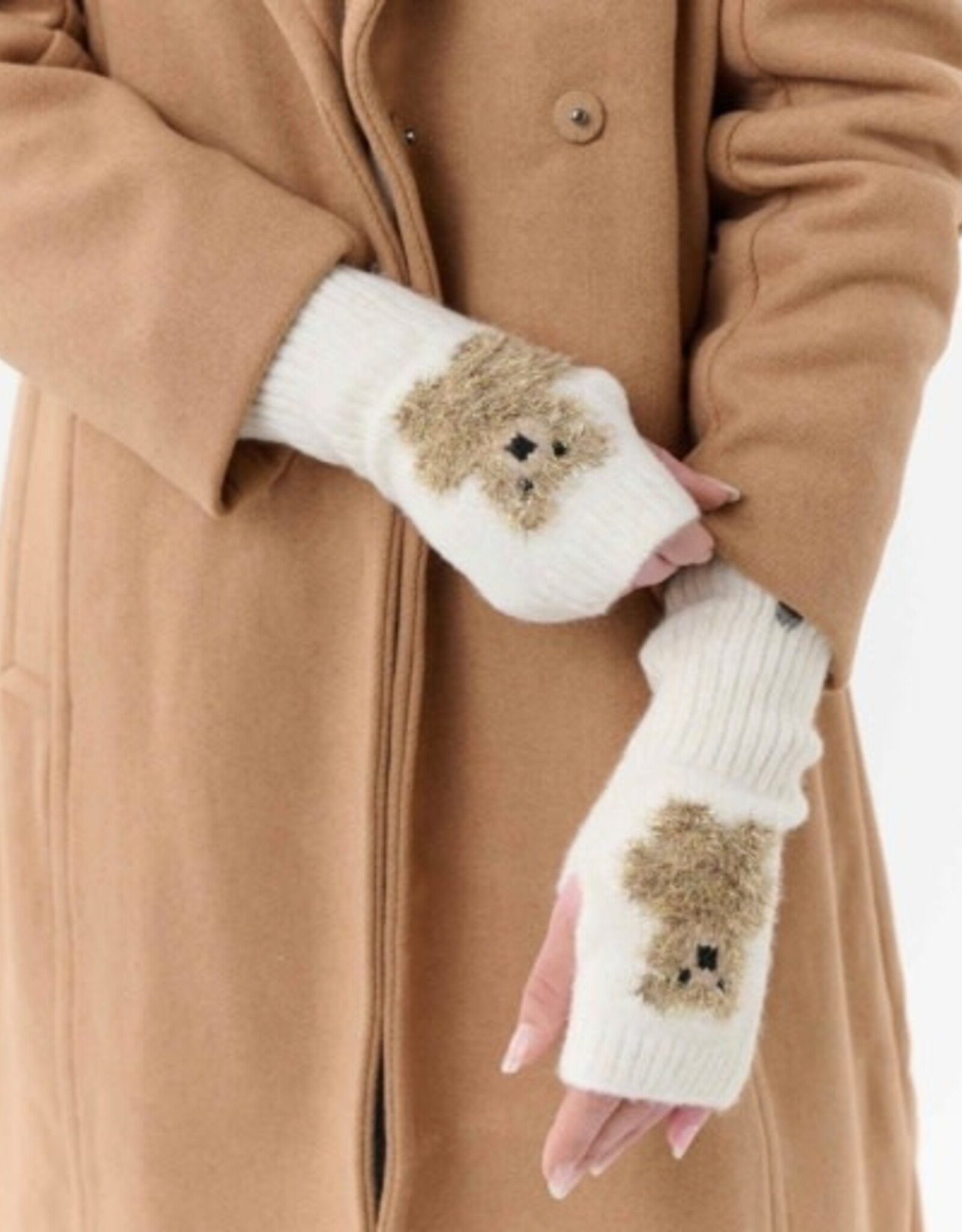 V. FRAAS Gant tricot ourson - Blanc