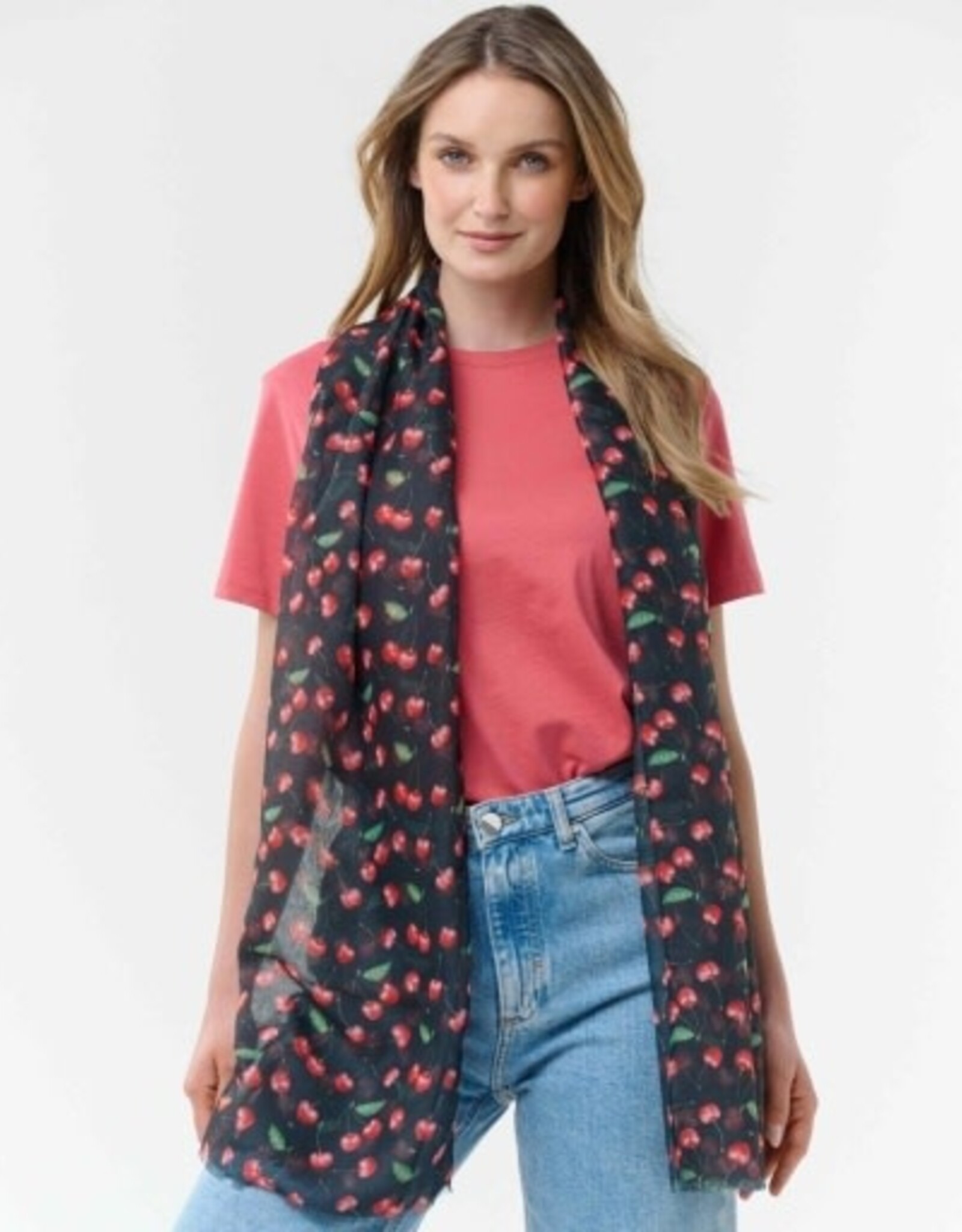 V. FRAAS Foulard cerise - Noir