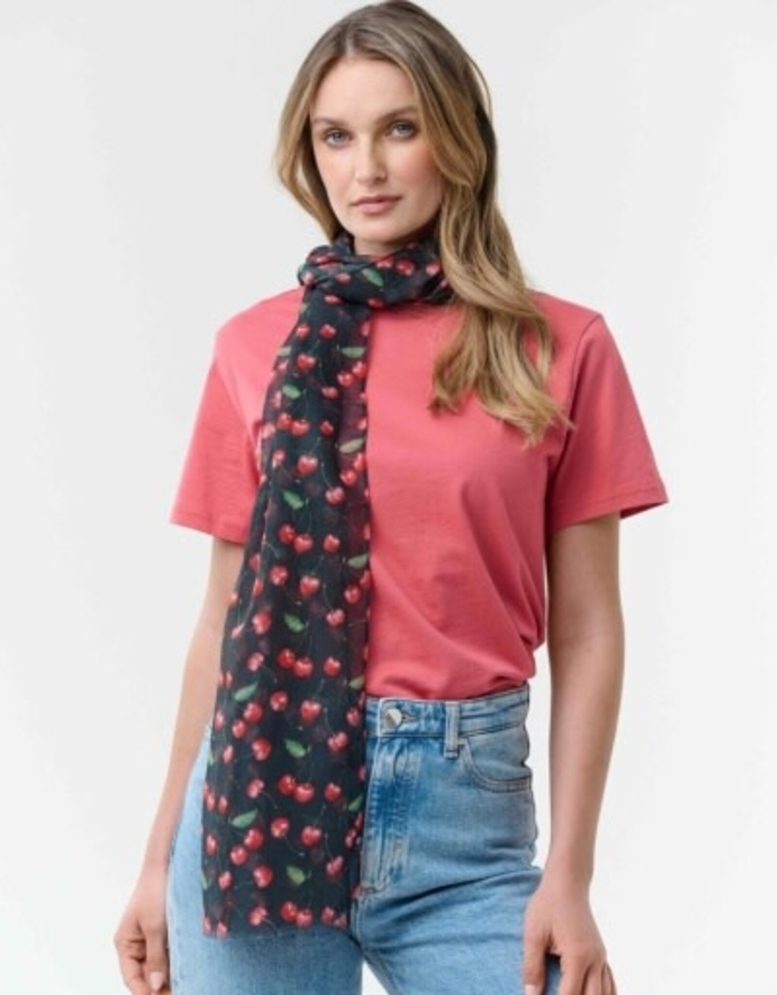 V. FRAAS Foulard cerise - Noir