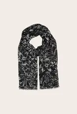 Fraas Foulard Fleuri tropical - Noir & Blanc