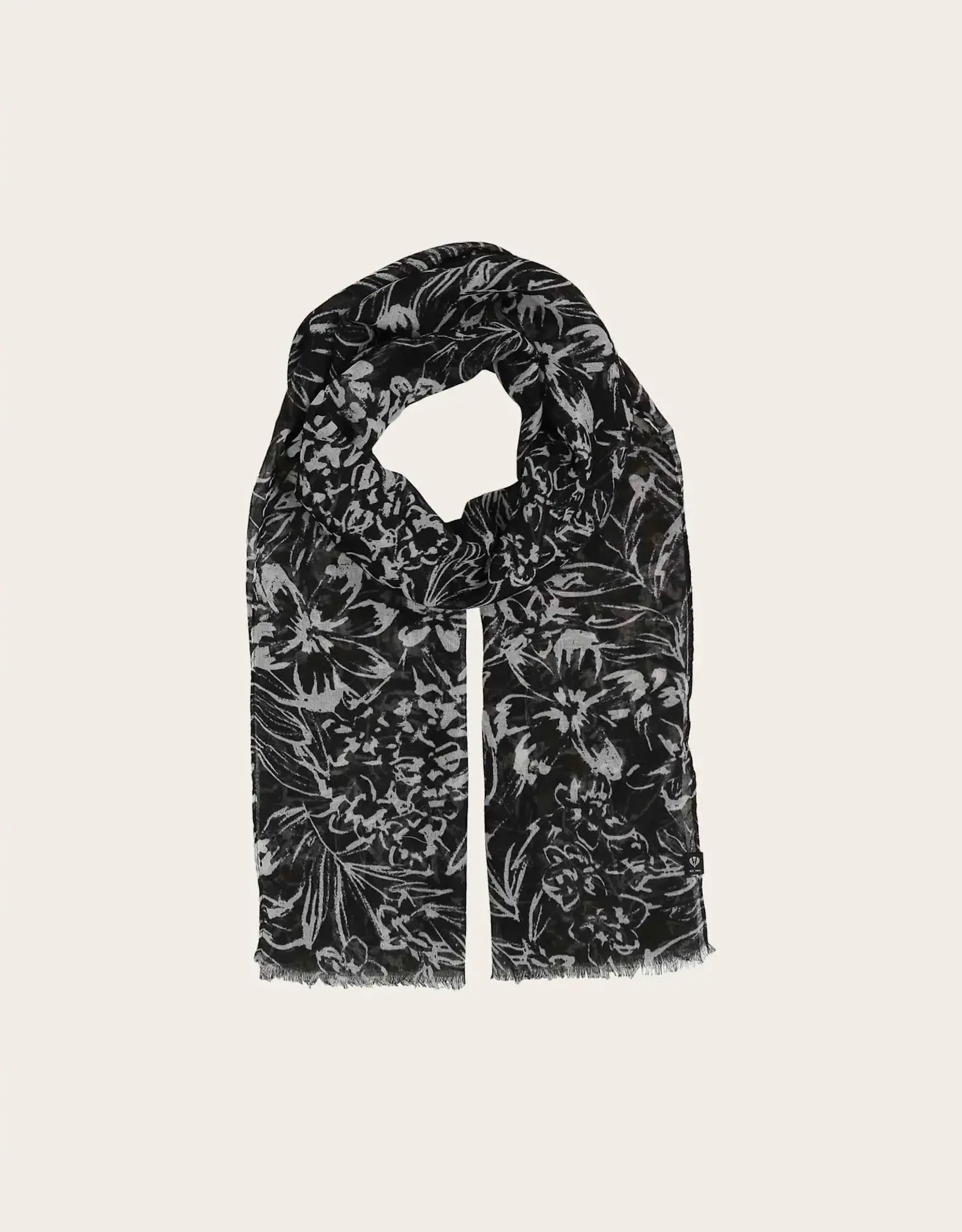 Fraas Foulard Fleuri tropical - Noir & Blanc