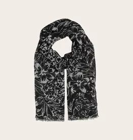 Fraas Foulard Fleuri tropical - Noir & Blanc
