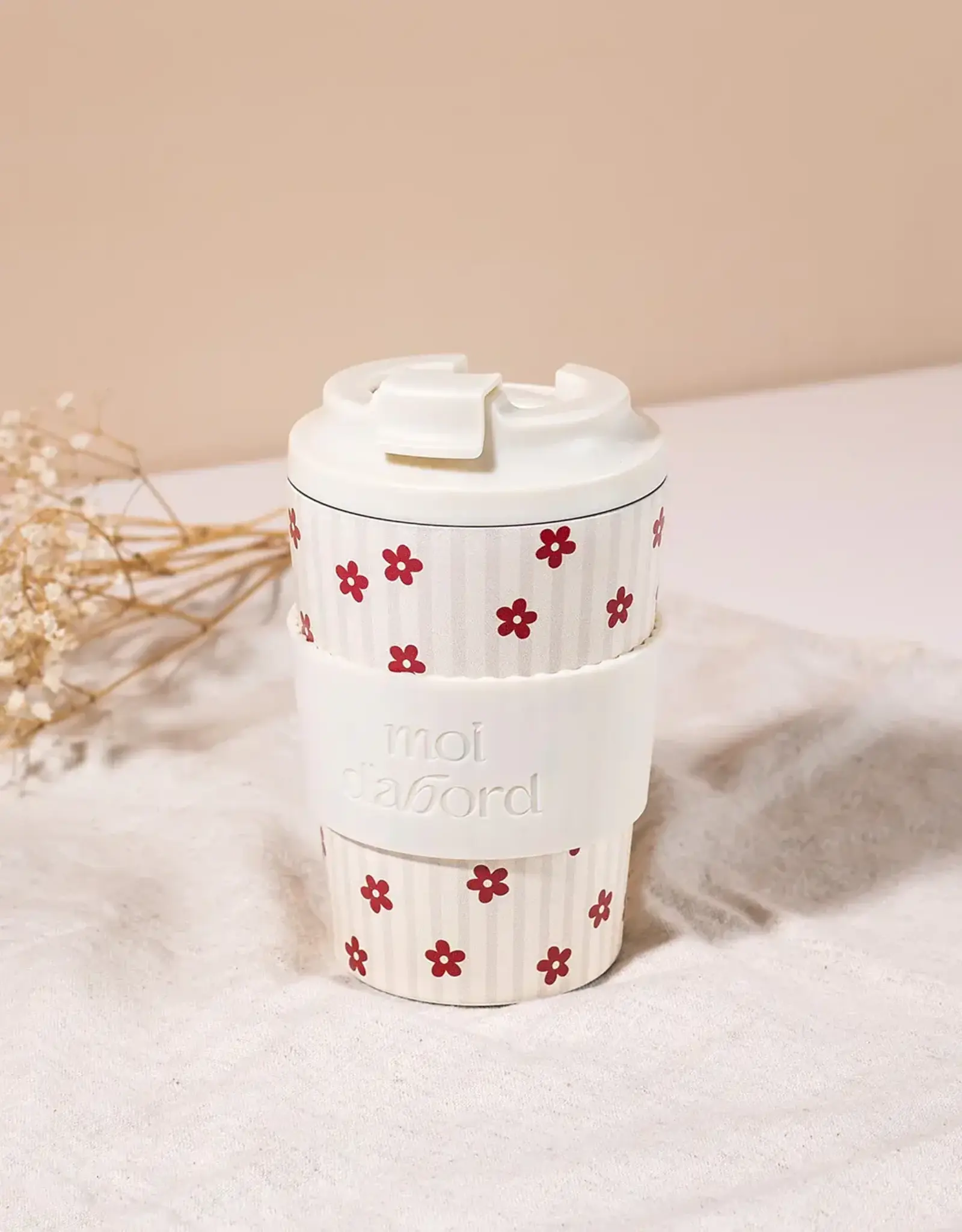 Moi D'Abord Tasse de voyage isotherme - Rayures florales