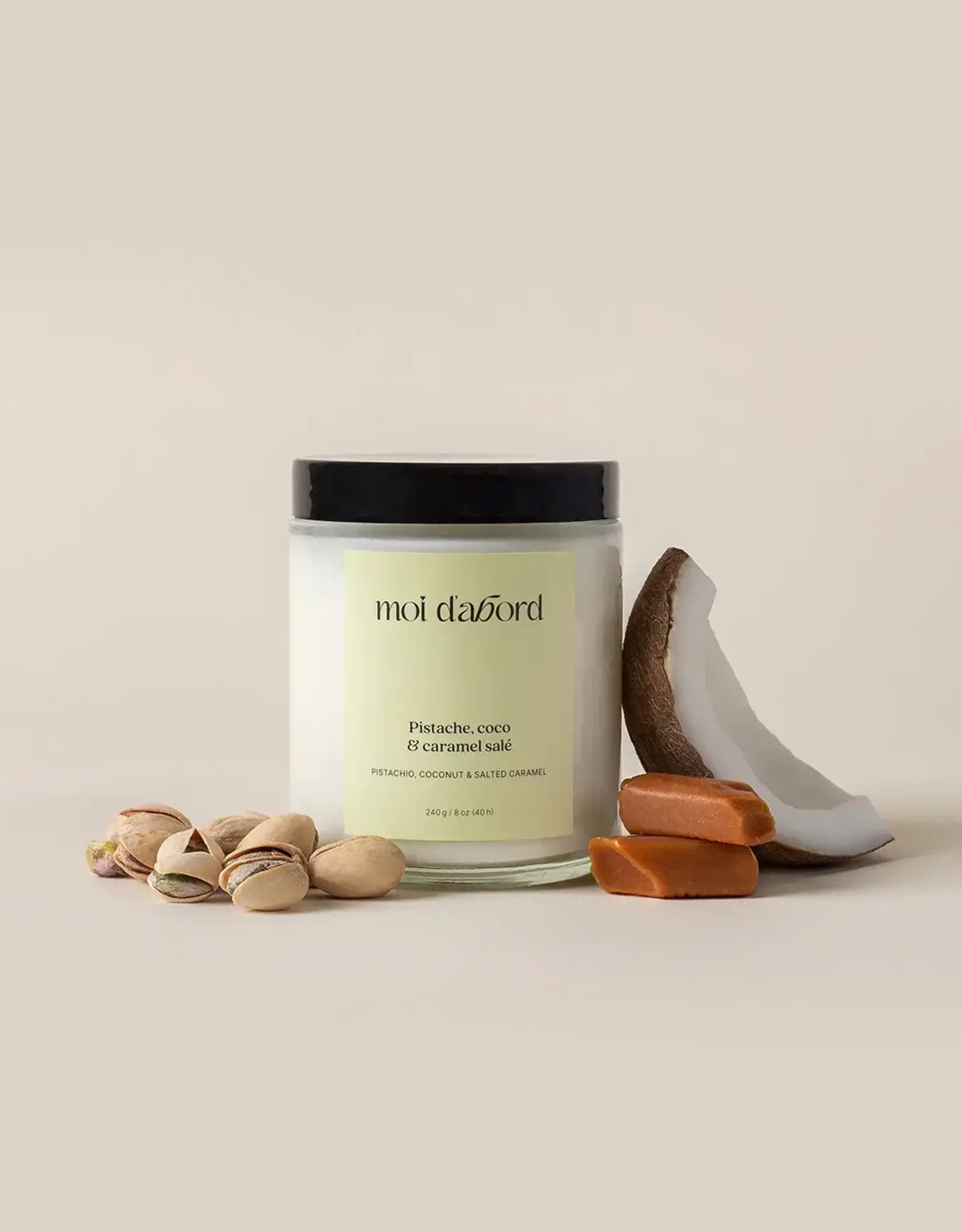 Moi D'Abord Bougie de soja - Pistache, coco & Caramel salé
