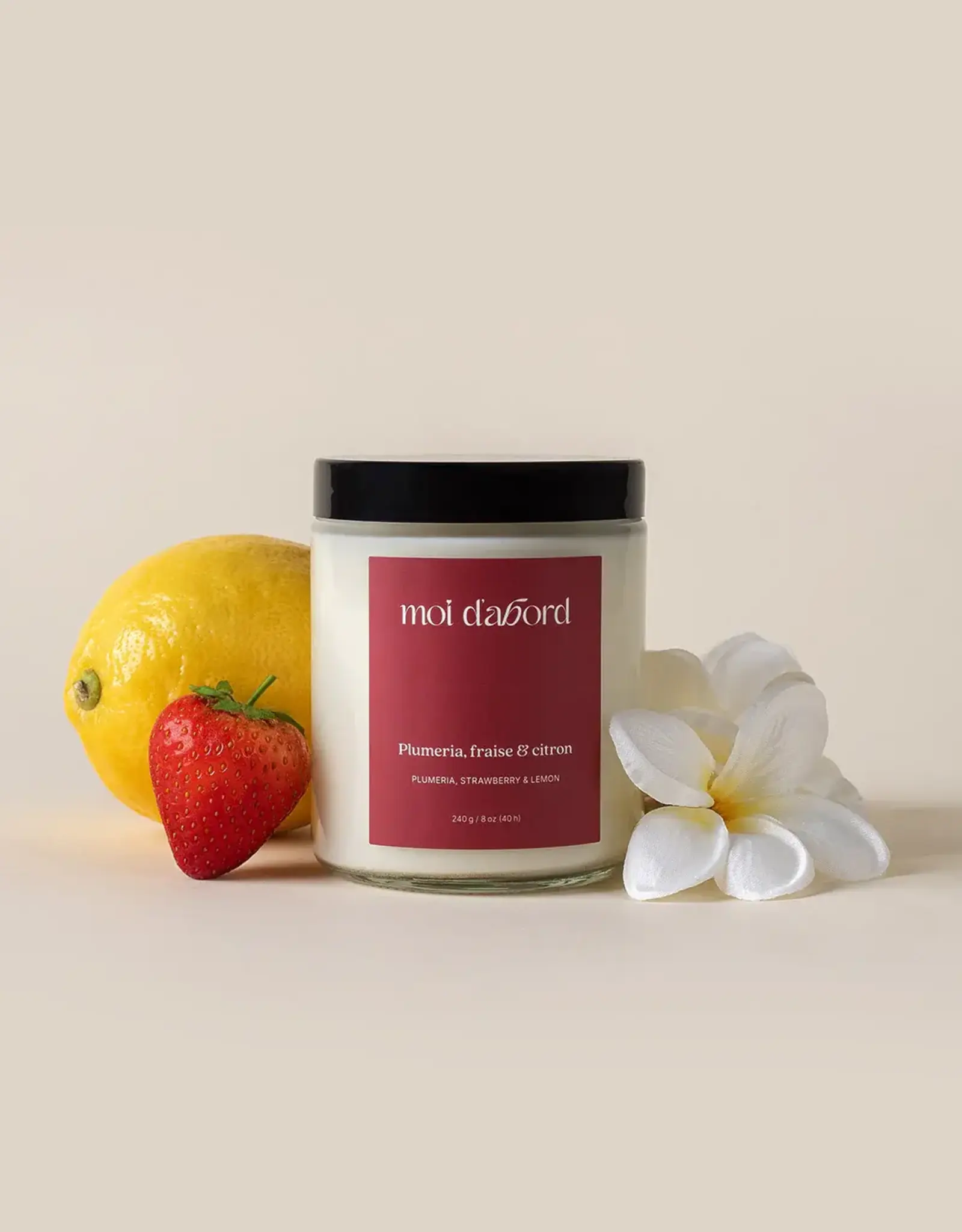 Moi D'Abord Bougie de soja - Plumeria, fraise & Citron