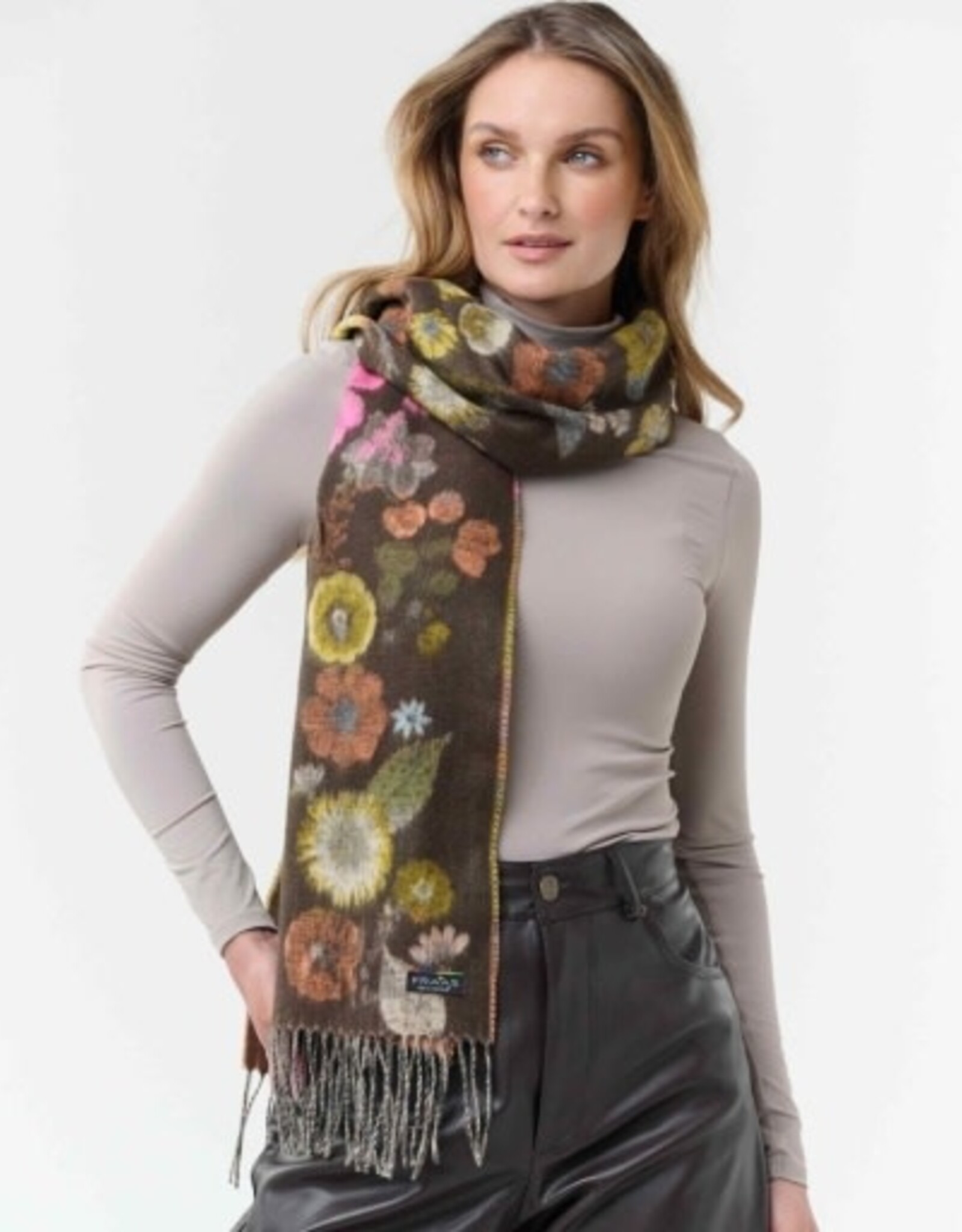 V. FRAAS Foulard Fleuri #266 - Brun
