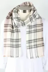 Fraas Foulard étroit plaid - Beige & Gris