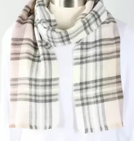 Fraas Foulard étroit plaid - Beige & Gris