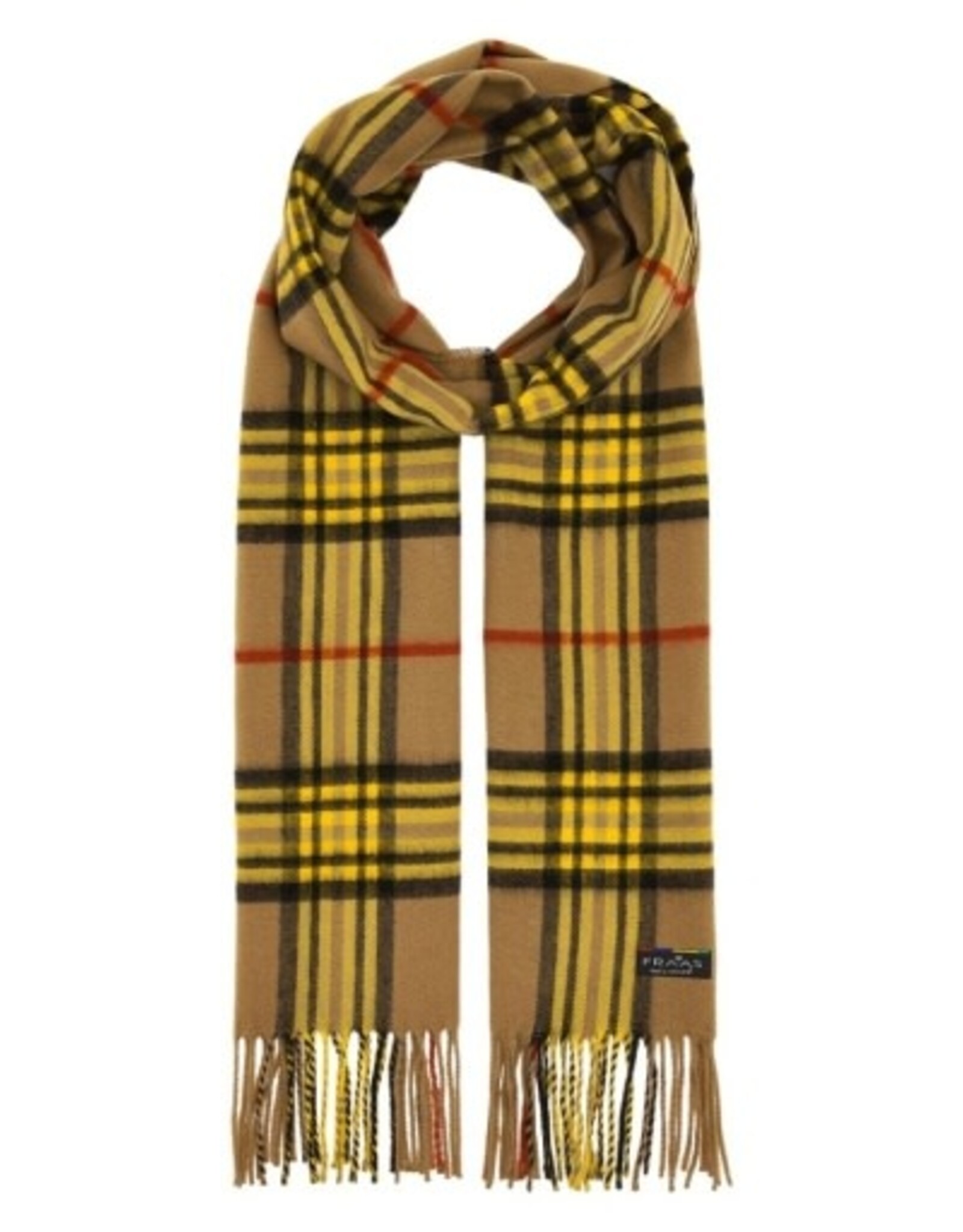V. FRAAS Foulard plaid étroit - Camel & Jaune