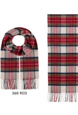 Fraas Foulard étroit Tartan - Blanc-Rouge