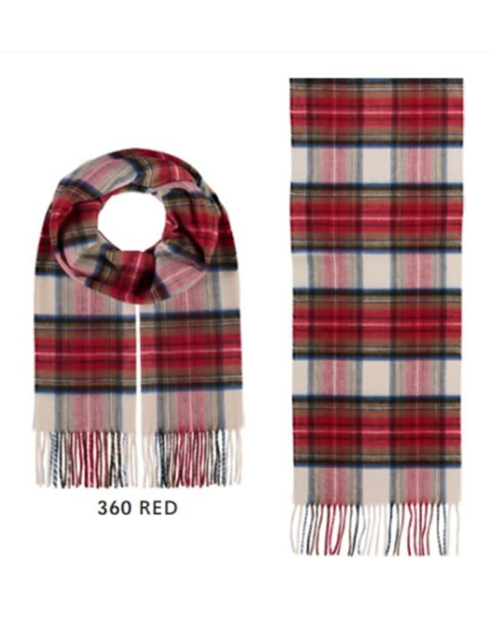 Fraas Foulard étroit Tartan - Blanc-Rouge