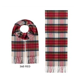 Fraas Foulard étroit Tartan - Blanc-Rouge