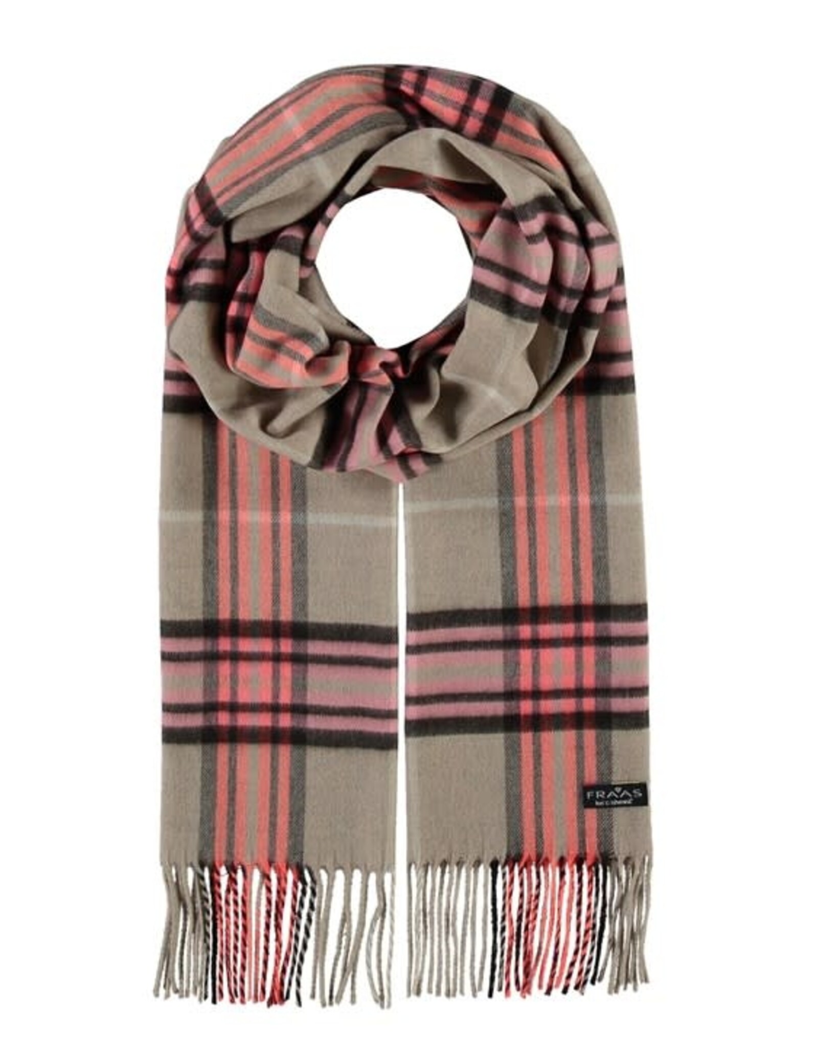Fraas Foulard cashmink plaid - Beige & Rose