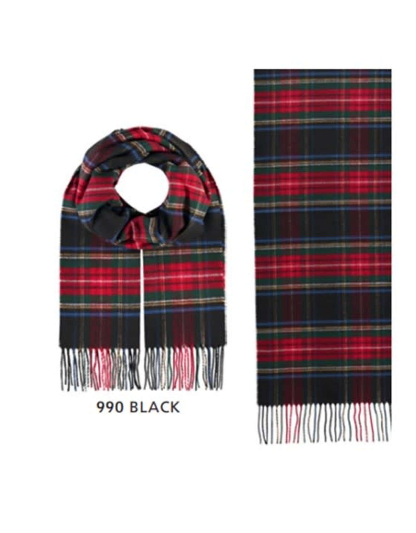 Fraas Foulard étroit Tartan - Noir-Rouge