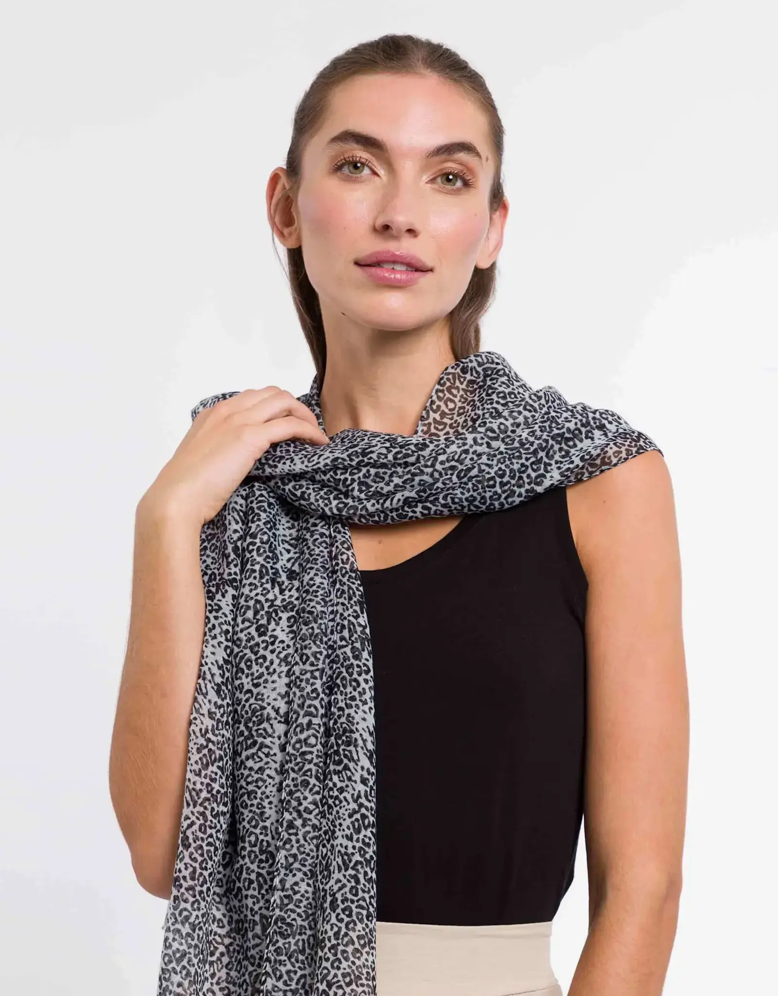 Fraas Foulard léger animal- Noir & Blanc