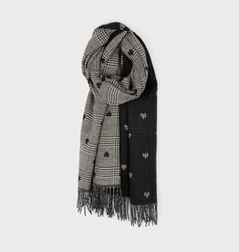 Caracol Grand Foulard Coeurs #6247- Noir