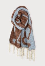 Caracol Grand Foulard Coeurs #6249- Bleu-Brun