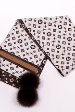 Foulard + pompon  Motif - Crème & Brun
